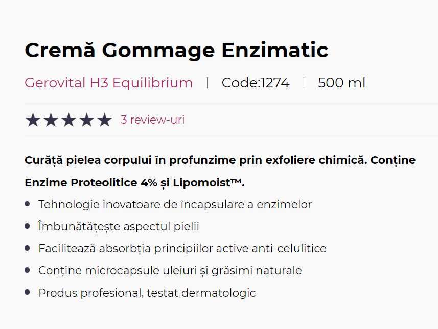 Cremă Gommage Enzimatic GEROVITAL