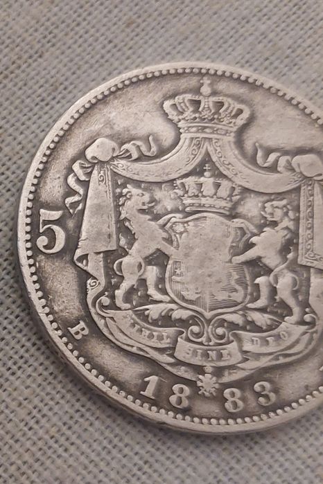 Rezervata!Moneda veche Romania regalista argint 5 lei 1883 Carol I
