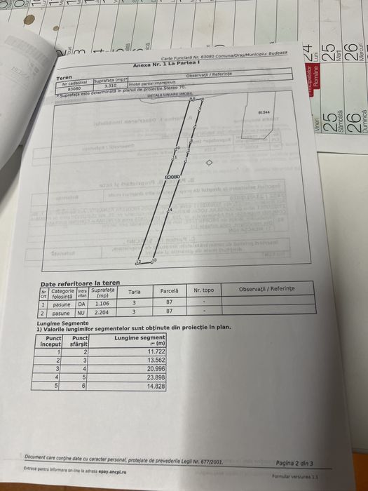 De vanzare Teren 3310 m2 judetul Arges comuna Budeasa sat Calotesti