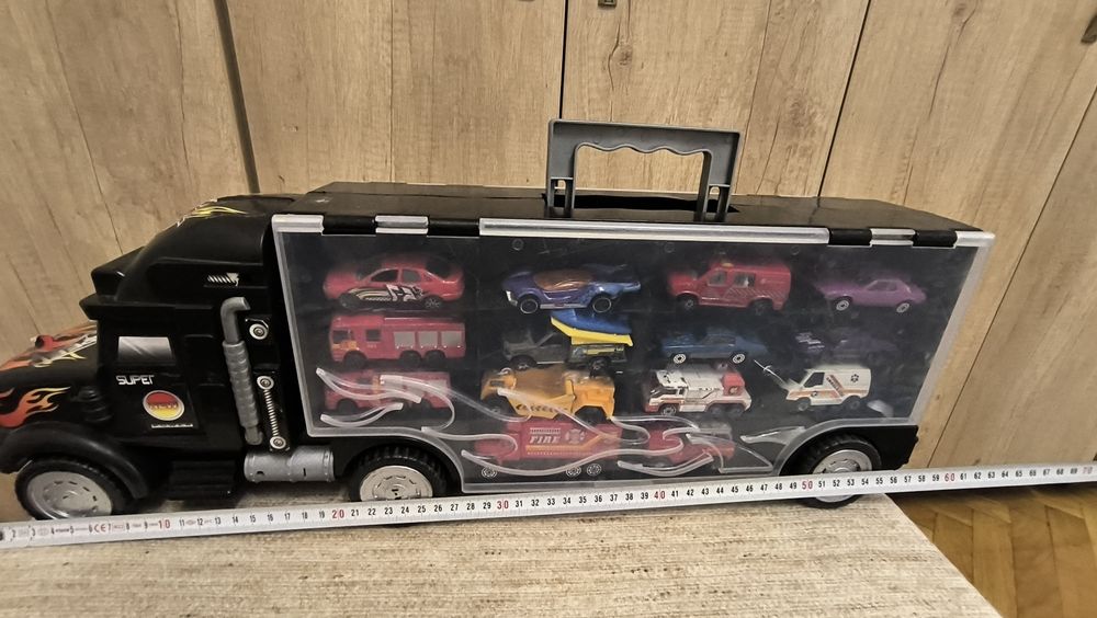 Tir transport mașinute 58 cm + 14 masinute