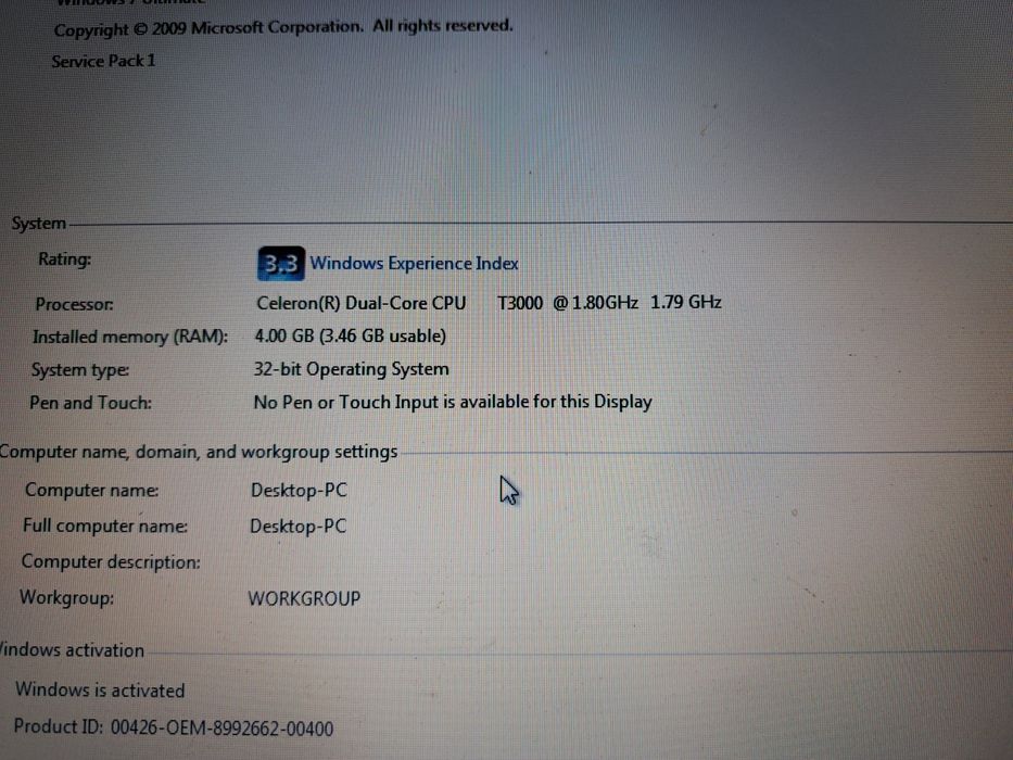 Laptop Dell Inspiron 1545 T3000 4GB RAM 320 GB HDD