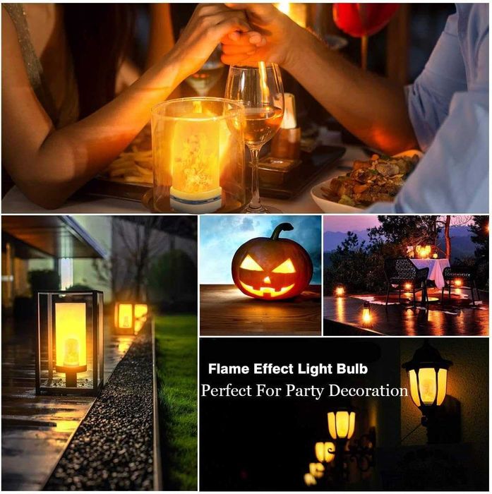 Bec LED decorativ E27 9W cu imitatie de flacara efect realist 250lm