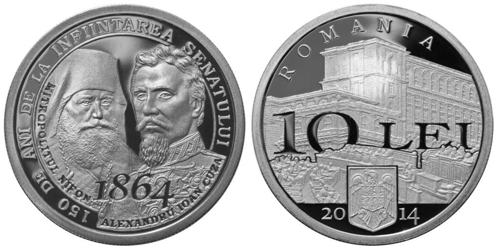 Moneda BNR 10 lei argint Senatul Romaniei gradata NGC PF 69 UC