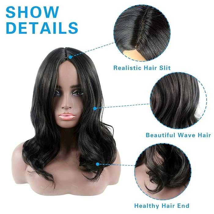 Черна къдрава синтетична перука на път