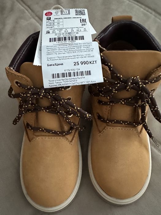 Новые детские кожаные ботинки Zara, размер 26