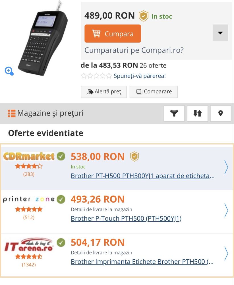 Brother PT-H500 - echipament etichetare portabil si versatil