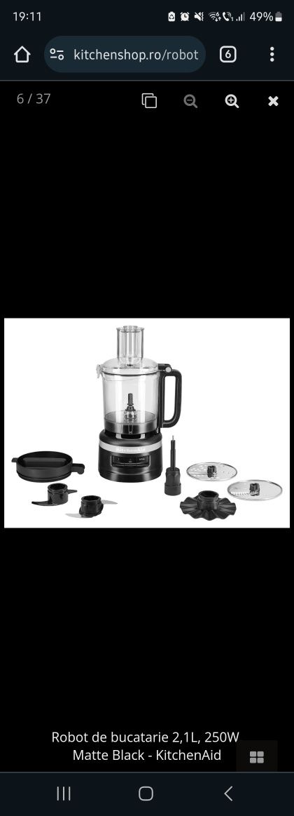 Robot de bucatarie 2,1L, 250W, Matte Black - KitchenAid