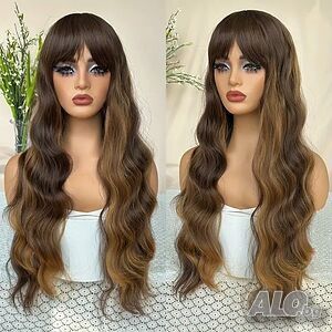 Кафява перука с руси кичури и бретон