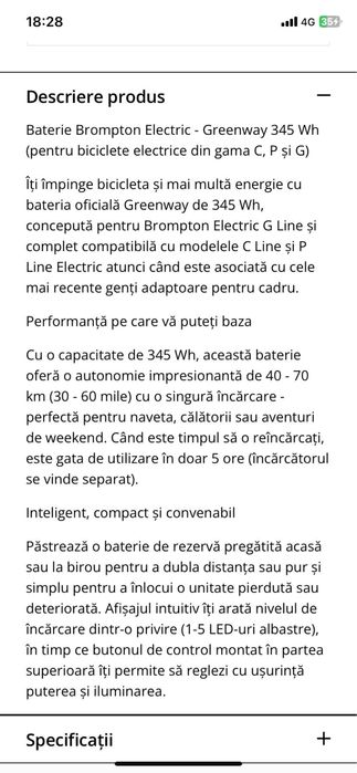 Baterie bicicleta brompton