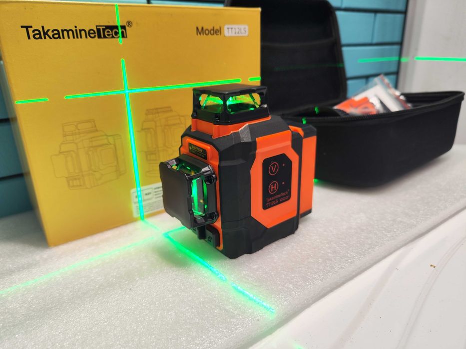 TakamineTech 3D зелен лазерен нивелир 12 линии с дистанционно