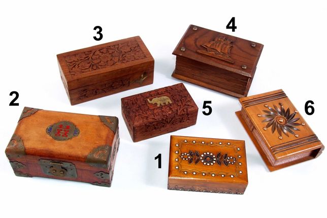 LOT 1: Casete asiatice pt bijuterii, lemn exotic, handmade, noi, UNICE