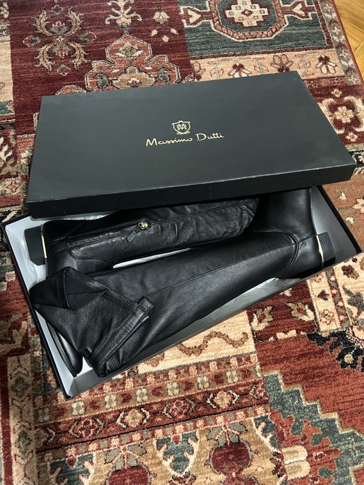 Cizme Massimo Dutti din piele naturala, peste genunchi,NOI,cu eticheta