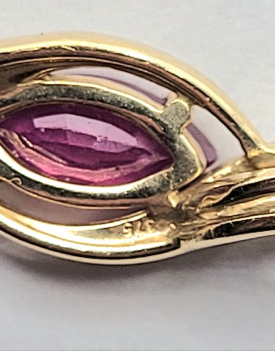 Coliere din aur galben de 9k cu smarald și rubin natural