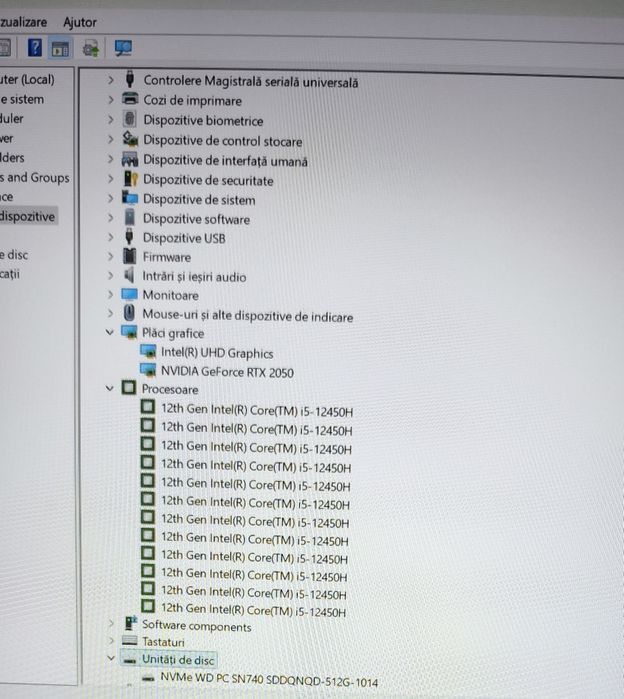 Laptop Acer A715 i5-12450H 15,6 FHD/16gb/SSD512/RTX 2050 4gb ca nou !