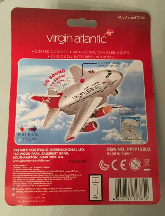 Самолет с батерии VIRGIN ATLANTIC