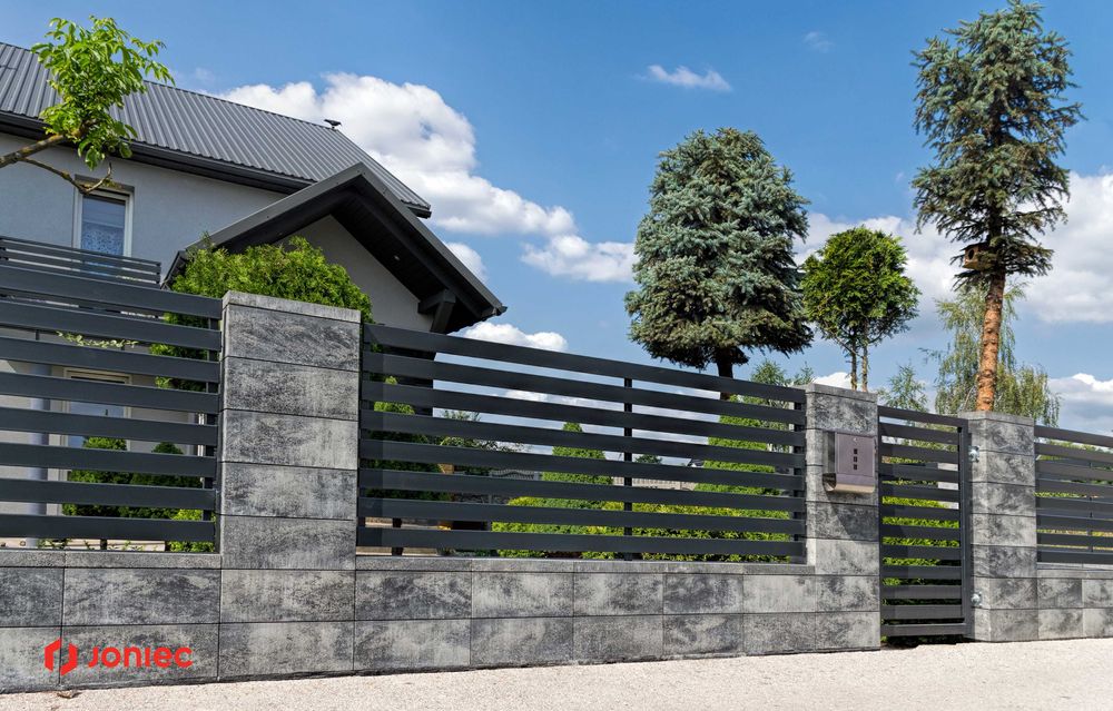 Gard prefabricate din Bolțari beton texturat Roma Horizon culoare ONYX