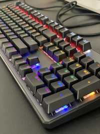 Tastatura gaming mecanica Trust GXT 865 Asta, iluminare rainbow, Negru