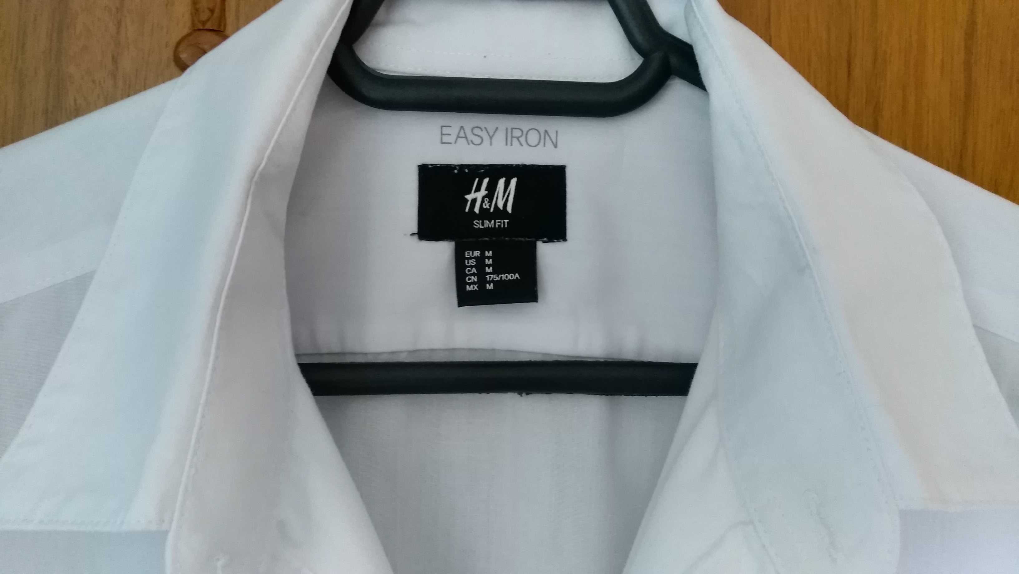 Camasa H&M, noua, EASY IRON( usor de calcat), Slim fit, mar. M, alba