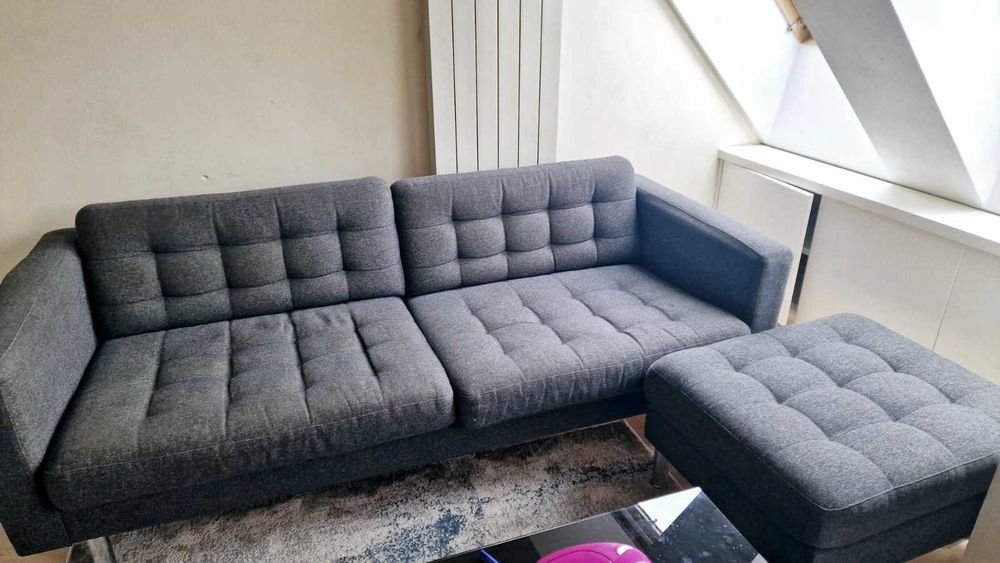 ИКЕА LANDSKRONA триместен диван и табуретка