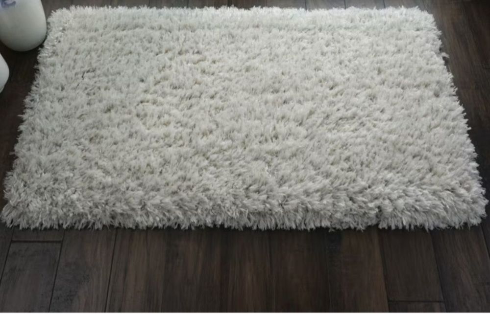 Covoare shaggy albe 80 x 120 groase 2 bucati