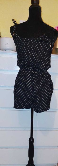 Salopeta scurta Clockhouse petrecuta alb/negru