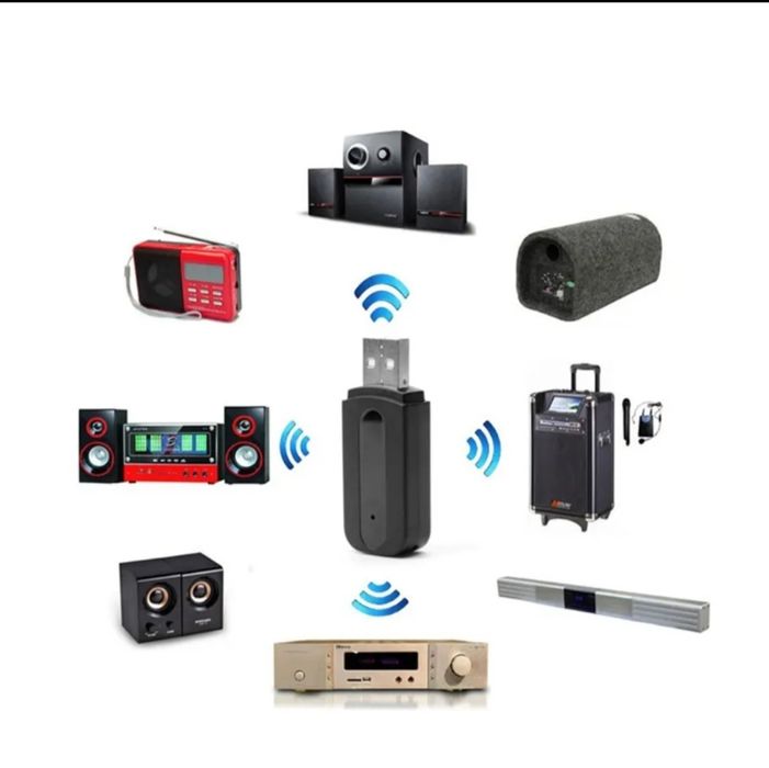 Receptor USB car kit auto audio Bluetooth cu capac și cablu audio .