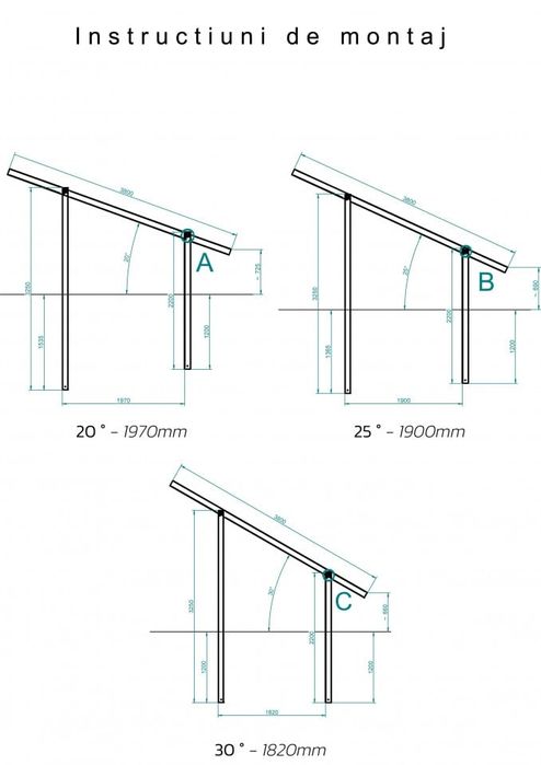 Kit structura montaj 12 panouri fotovoltaice pe SOL
