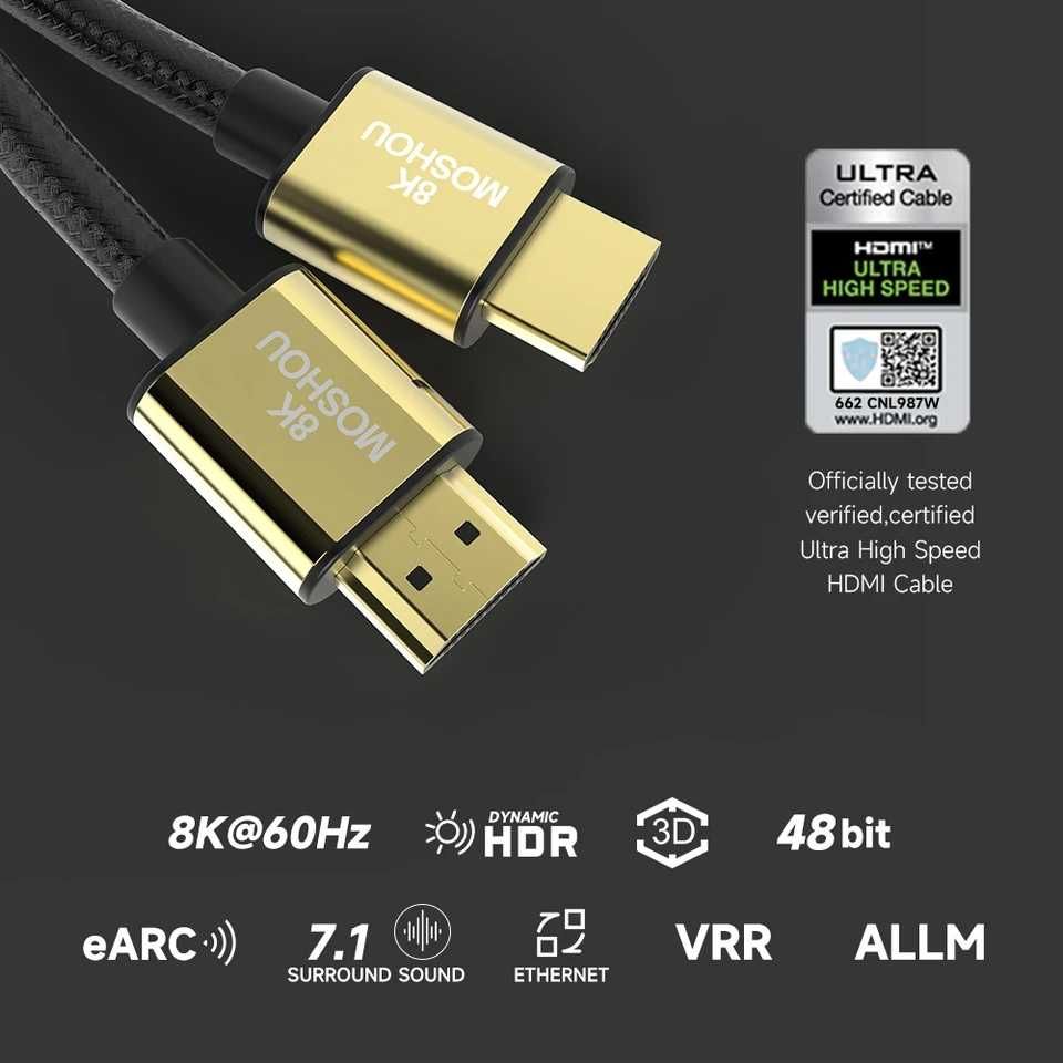 Cablu HDMI 8K 60Hz, 4k 120Hz , 48Gbps eARC HDR10+ HDMI2.1