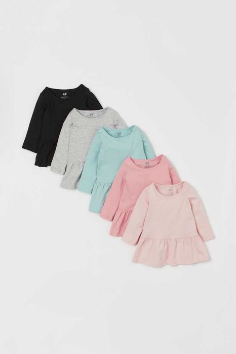 H&M комплект от 5 броя памучни роклички 92  1-2г