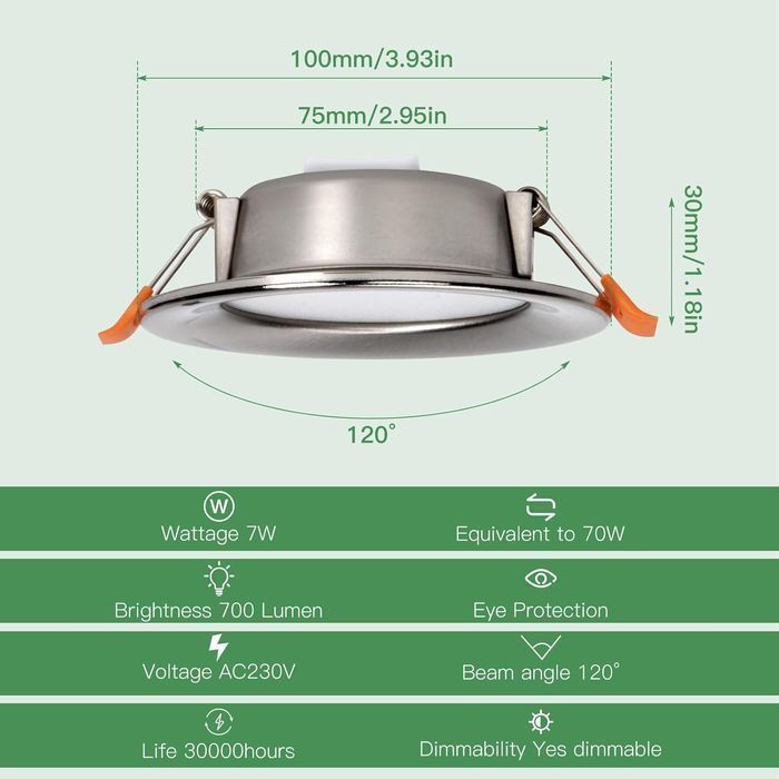 Set 6 Spoturi LED Încastrate 230V 7W – Lumină Reglabilă 2700K-6000K