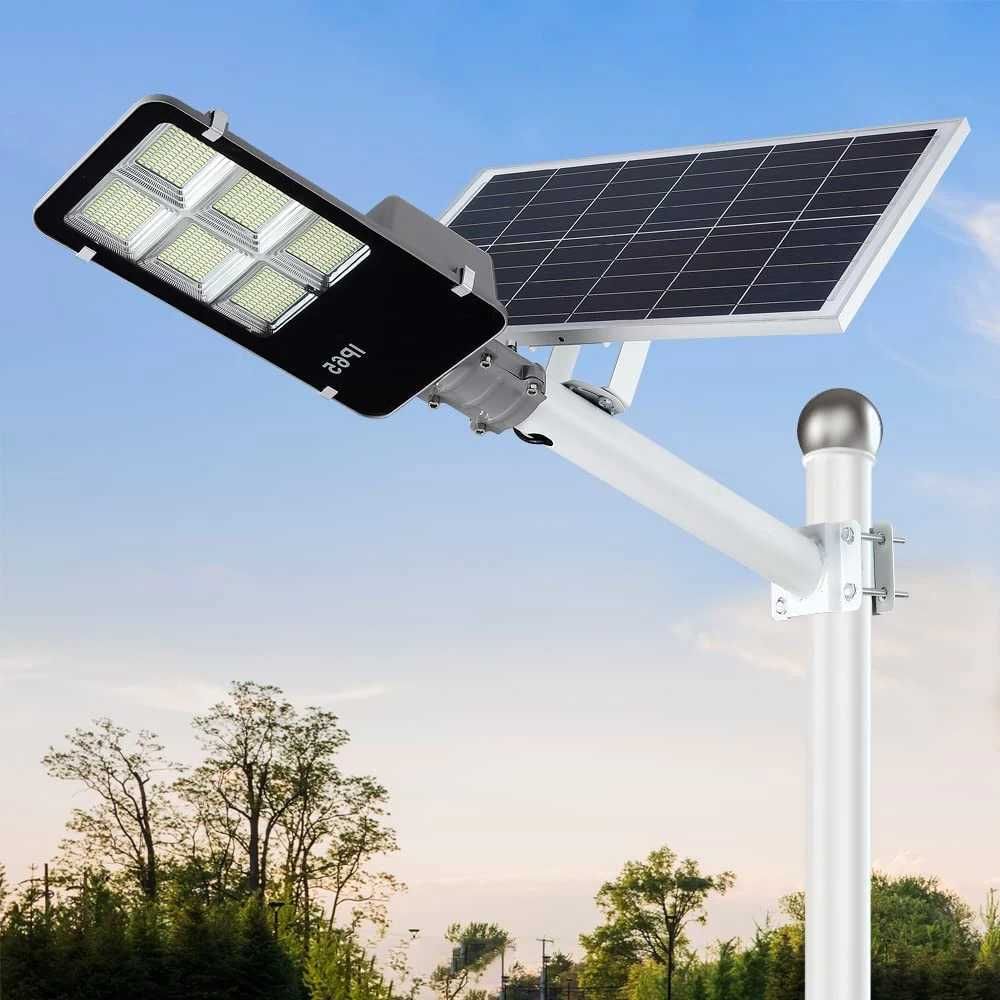 Улична соларна лампа Jortan със соларен панел и стойка, 400W