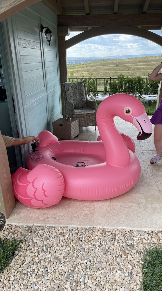 Colac saltea flamingo gonflabil roz dimensiune f mare