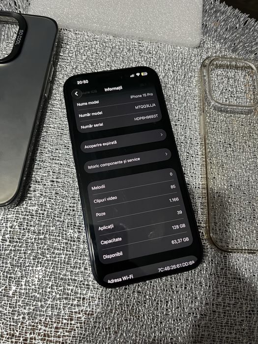 Iphone 15 Pro nou 128gb baterie 100 cicluri incarcare 47
