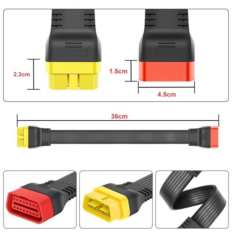 Prelungitor Cablu Adaptor OBD2 16 Pin Mama - OBD 16 Pin Tata, 36cm