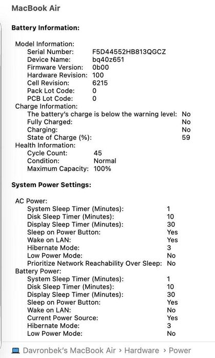 MacBook Air 13” M3 (2024) — 24GB RAM, 512GB SSD, Ideal Holat