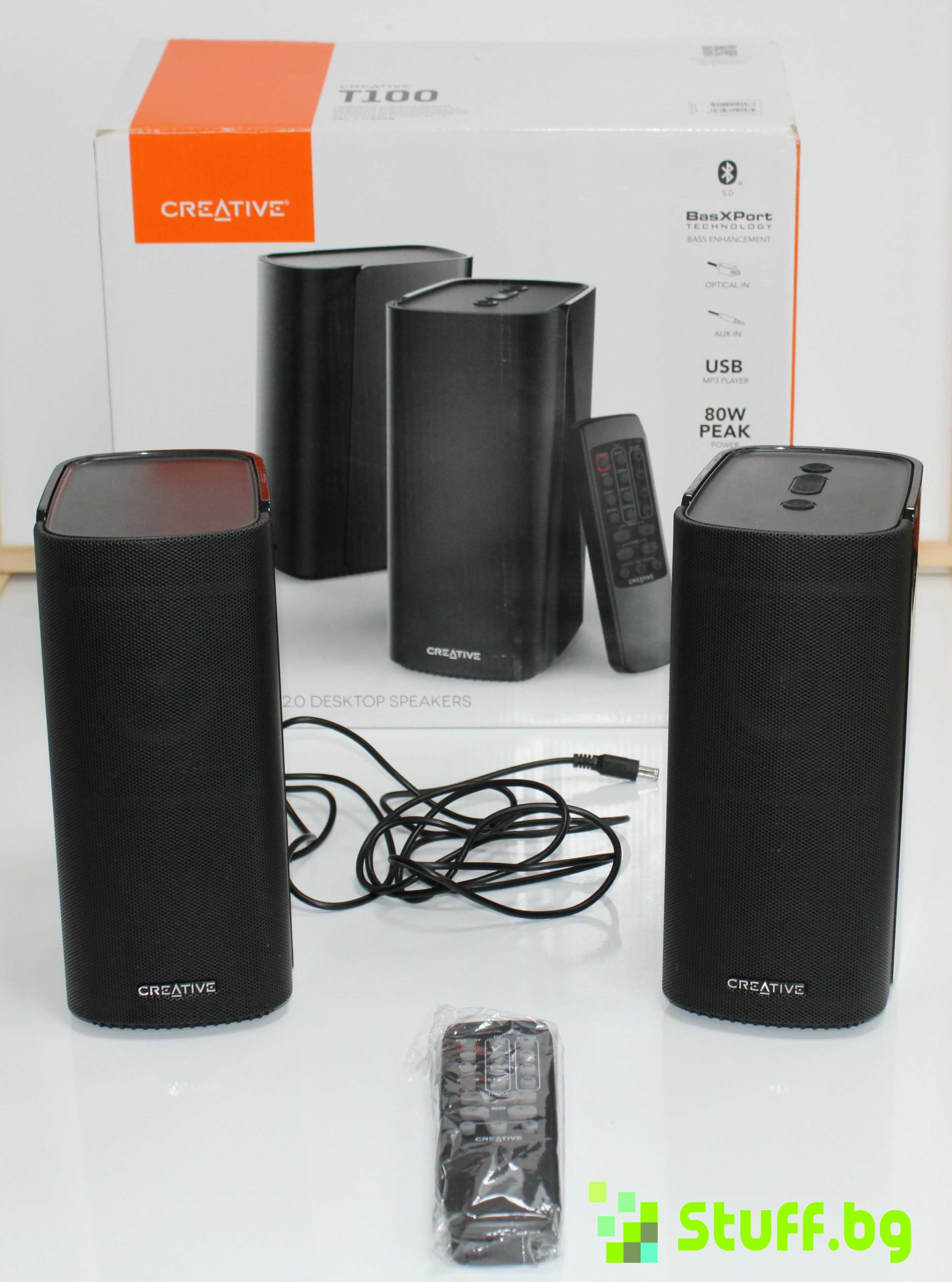 Creative T100 2.0 Speakers  80W Bluetooth 5.0 Black Тонколони