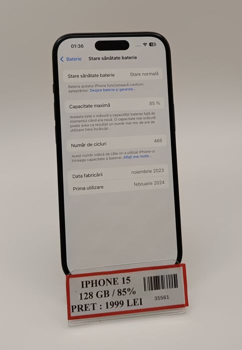 iPhone 15 Memorie 128GB