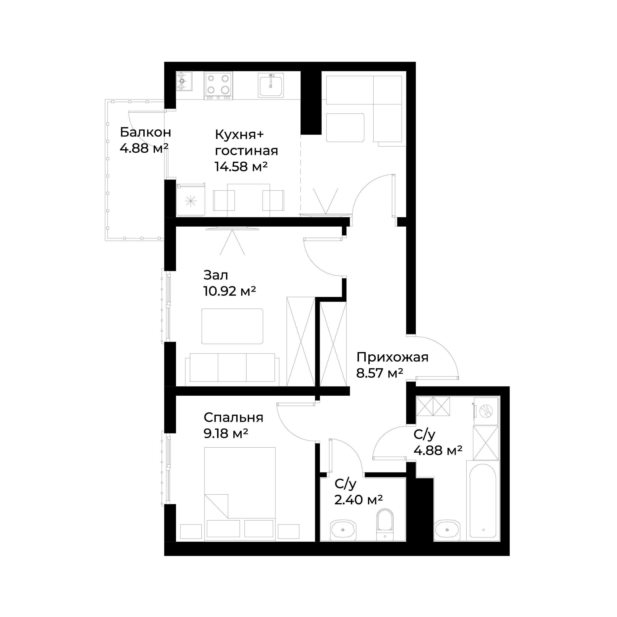 2-xonali xonadonlar | 2-комн. квартиры ЖК Assalom Havo - Golden House