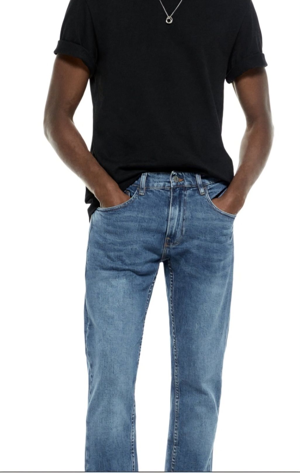 Jeans slim fit, Zara, albastru si negru