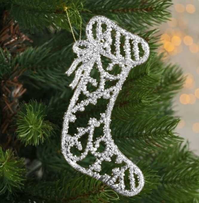 Коледна блестяща украса за елха във формата на Коледен чорап