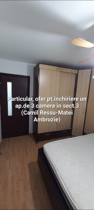 Particular, ofer pt. închiriere un ap.de 3 camere cu centrală.