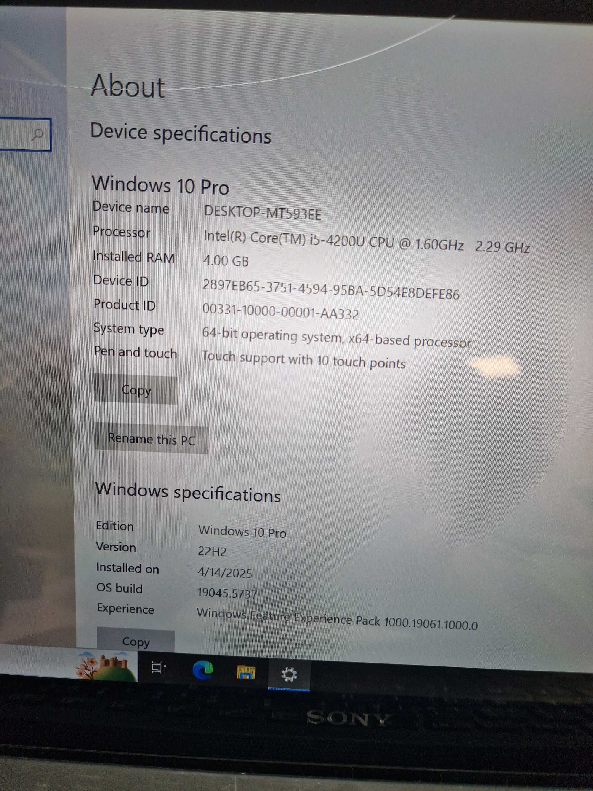 Laptop Sony Vaio