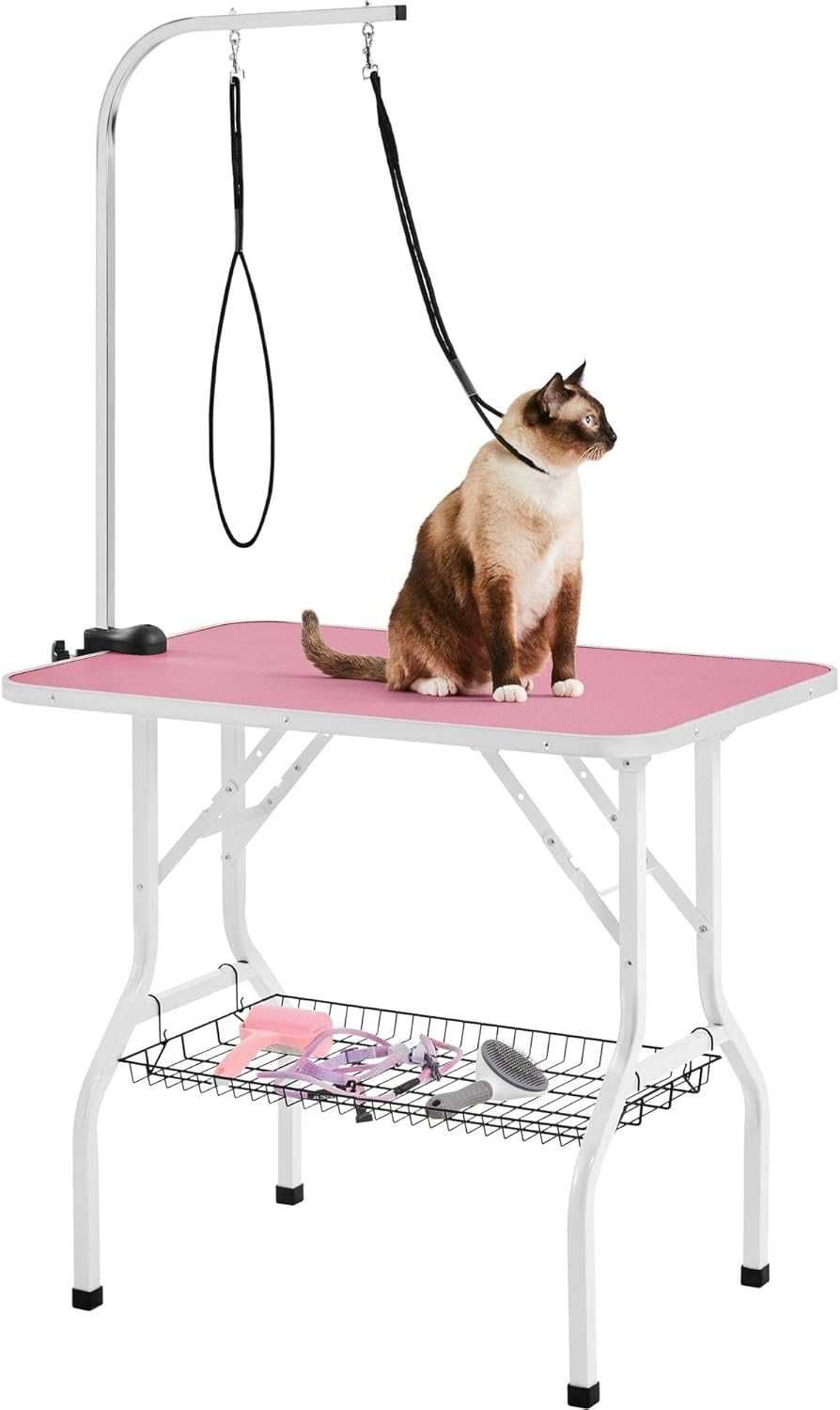 Masa tuns caini pisici reglabila cu cos 80 cm |YT 591610 Pink