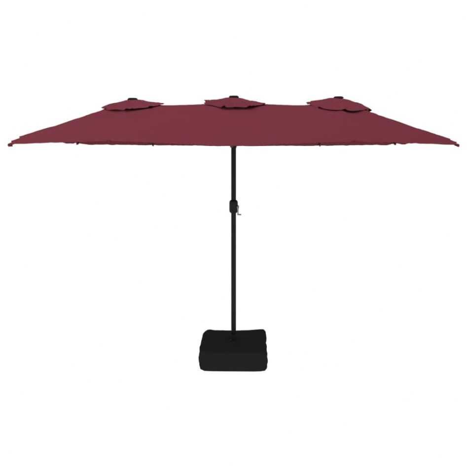 Umbrela de soare gradina/terasa cu lumini LED 450×245 cm Roșu Bordo