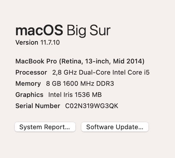 Apple MacBook Pro 13" Mid-2014 8GB RAM/512GB SSD