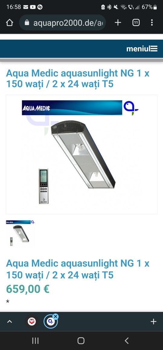 Lampa acvariu aqua medic hqi 150w