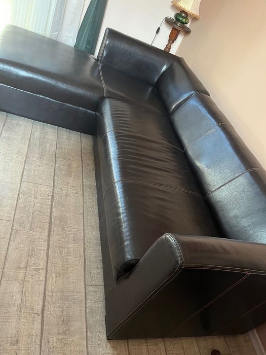 Canapea neagră, piele ecologică