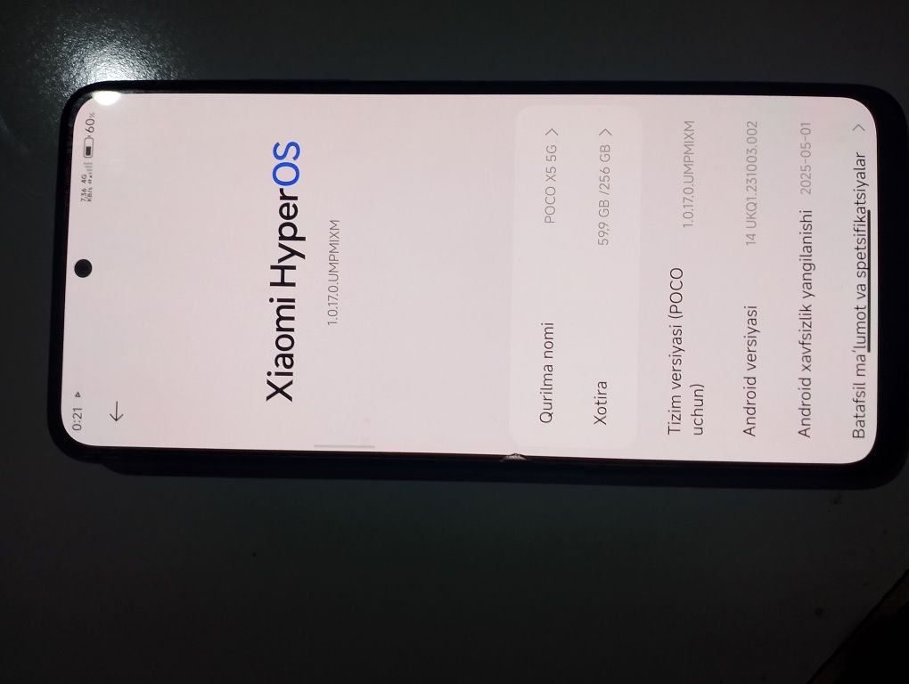 Poco x5 5g.  ram 8+8 Xotira 256  holati idial  aybi yuq kar dak ful