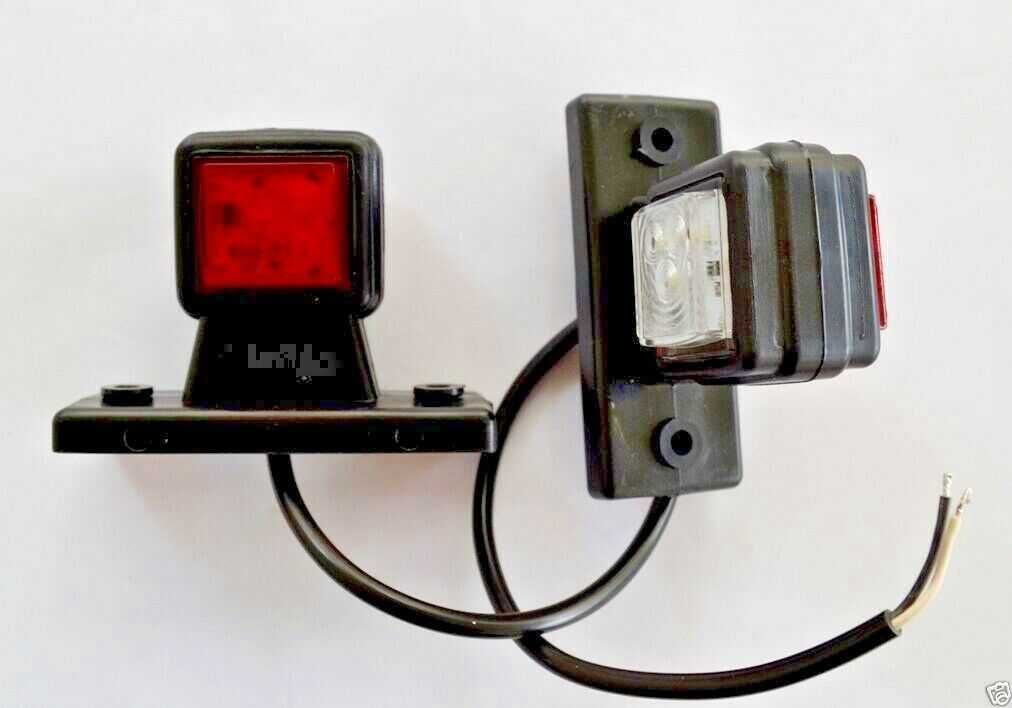 1 бр. ЛЕД LED рогчета квадрат късо червено-бяло  12-24V , Полша