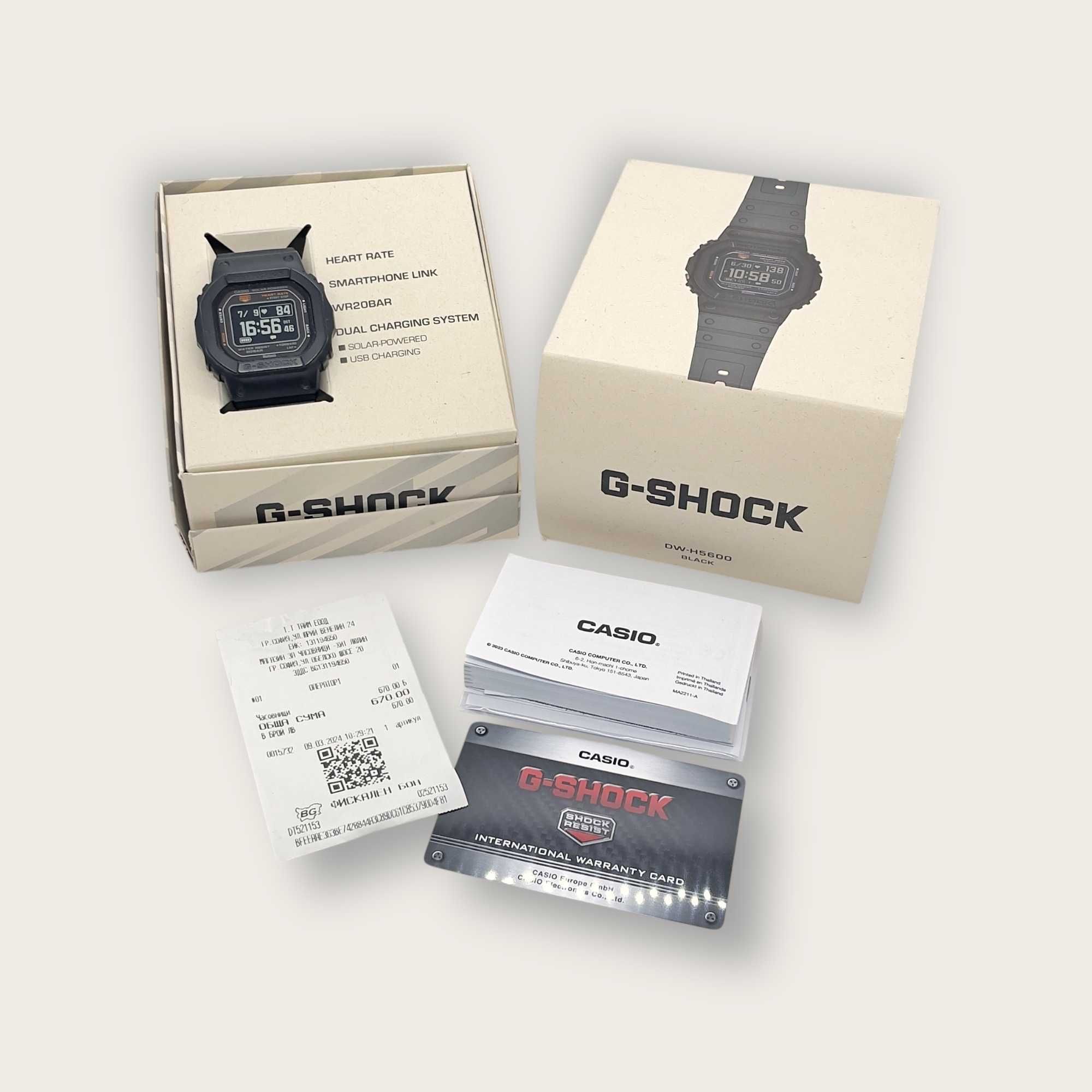 G-SHOCK DW-H5600-1ER – смарт часовник с Bluetooth, соларен, пулс, SpO2